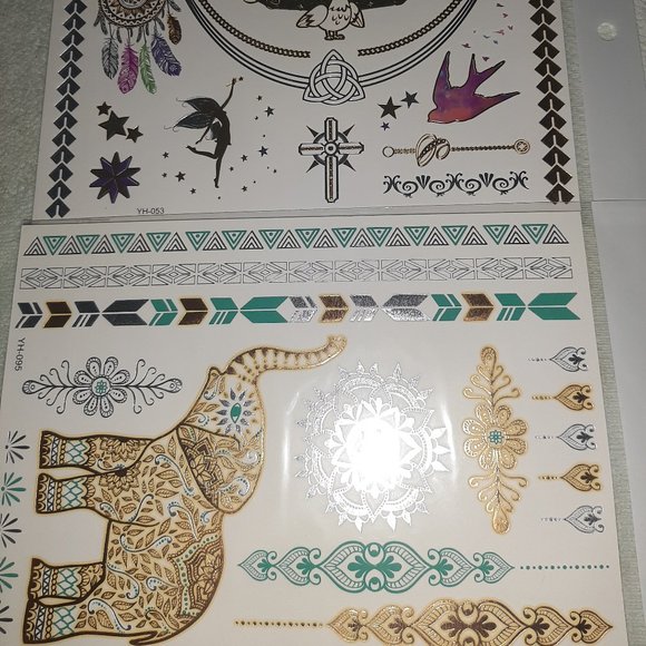 3 sheets Golden Silver Temporary Tattoo - Picture 4 of 15